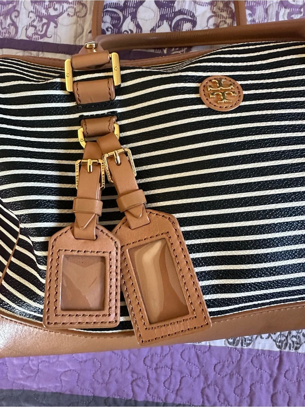 Authentic Tory Burch Viva Striped Satchel - Very Good Condition